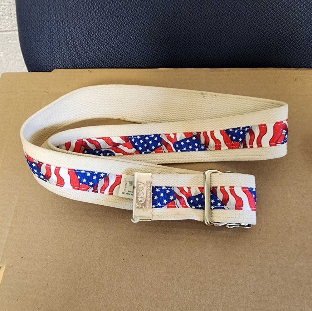 💝Posey Stars and Stripes 6549 Gait Belt with Nickel Buckle 51" Very Good Cond